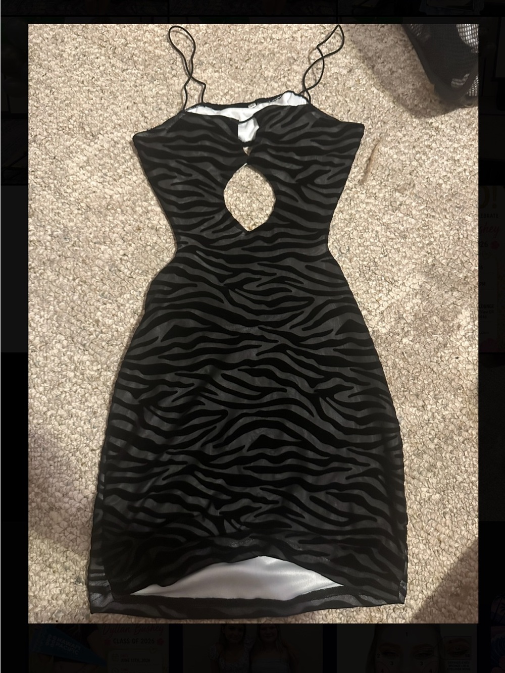 Black Zebra-Print Cutout Dress